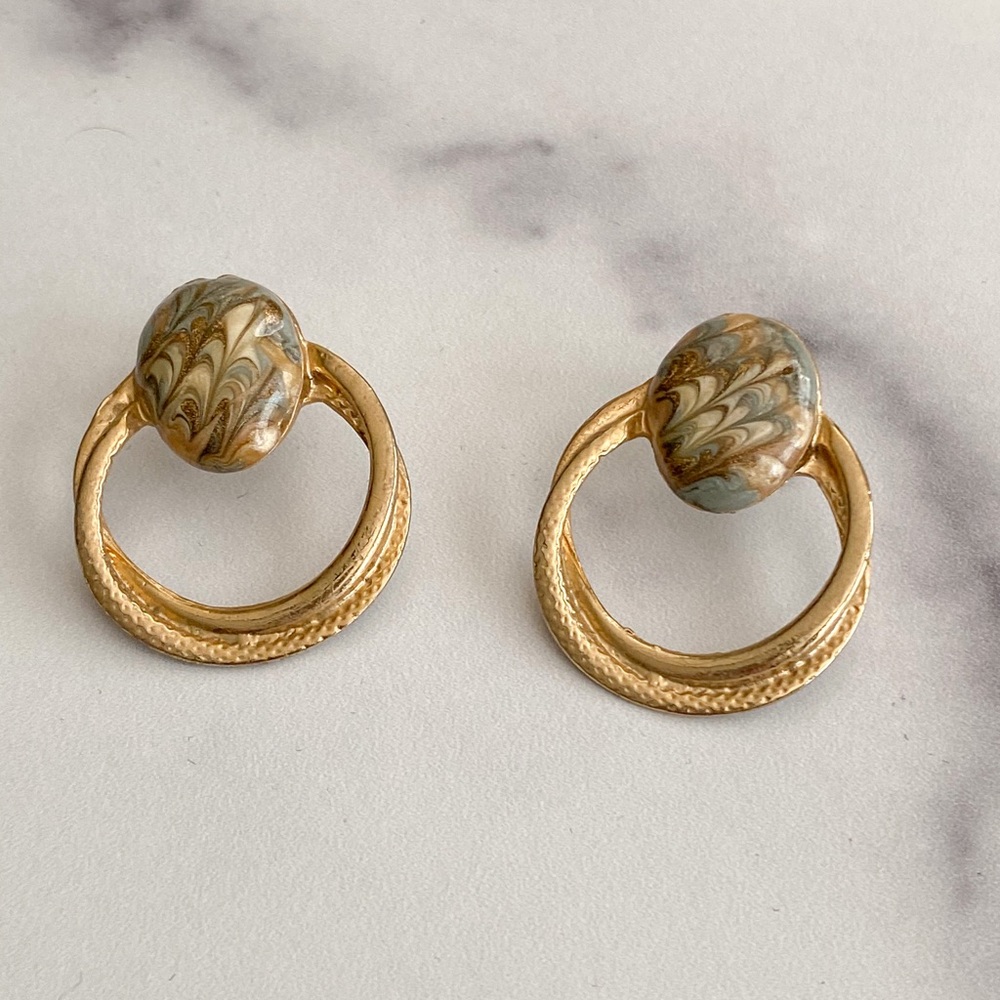 Marbled Door Knocker Earrings